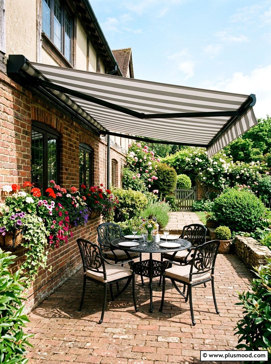 Retractable Awning - 25 small backyard ideas with shade