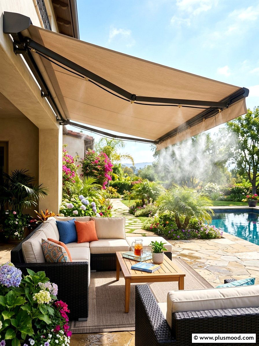 Retractable Awning Mister - 25 summer misting patio ideas