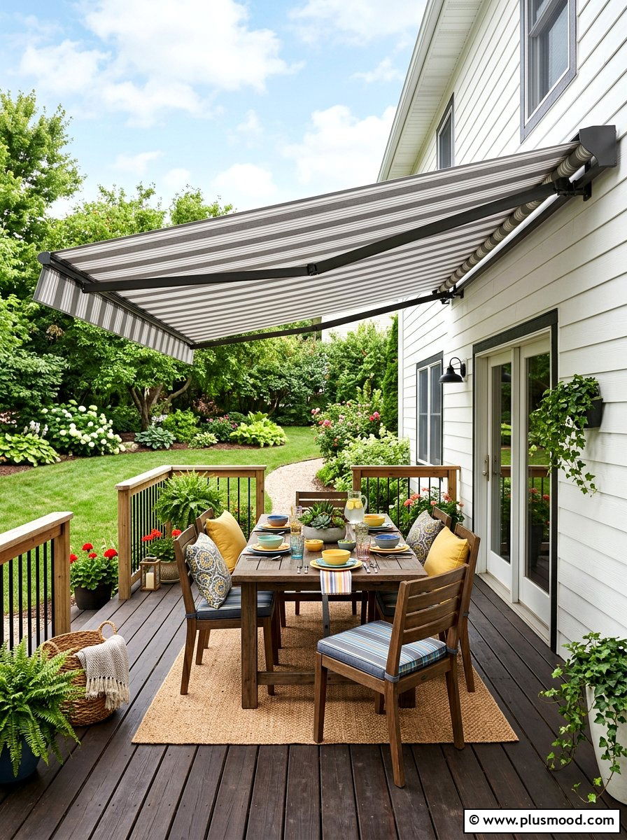 Retractable Awning - 25 small backyard ideas for entertaining