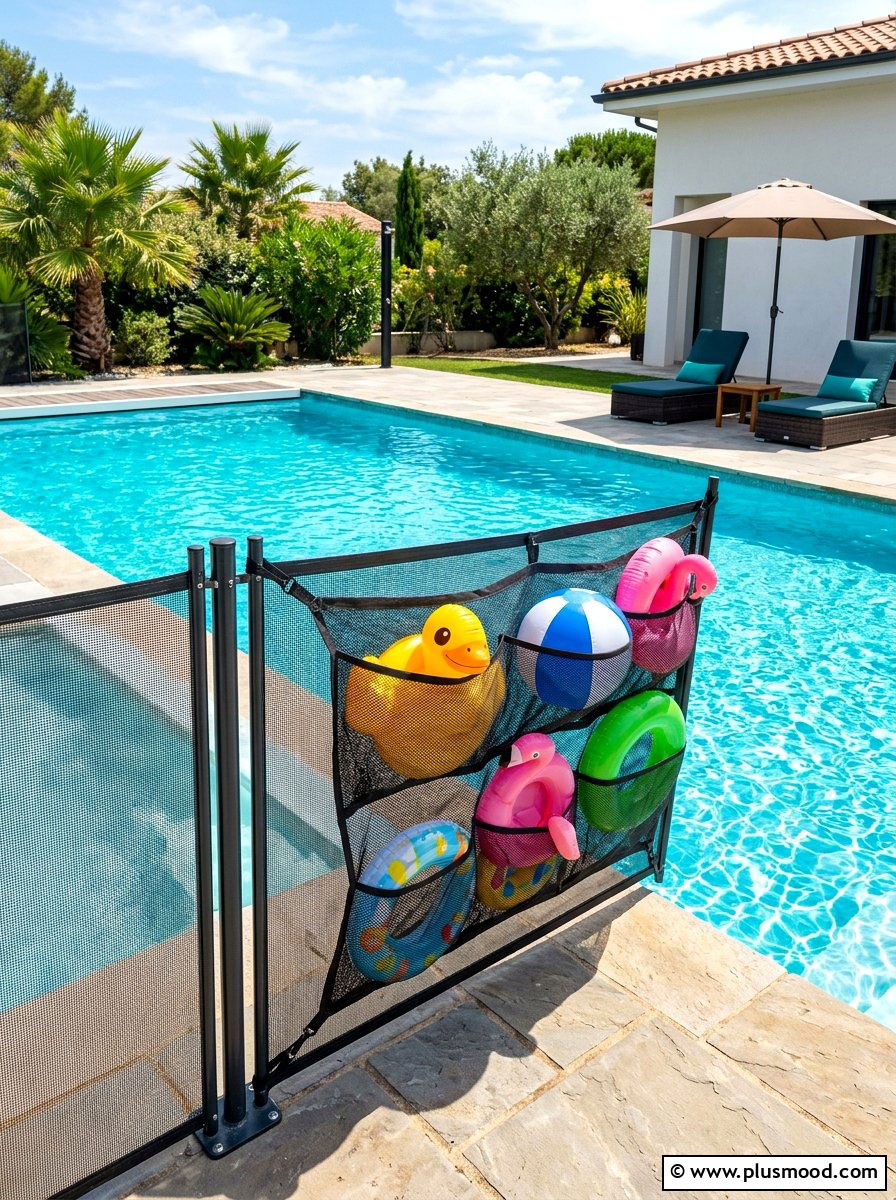 Retractable Fence Netting - 25 summer pool float storage ideas
