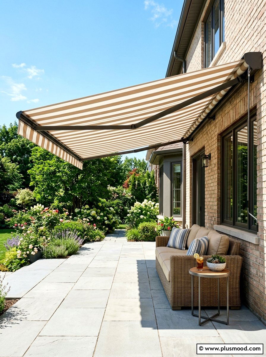 Retractable Patio Awning - 25 summer narrow patio ideas