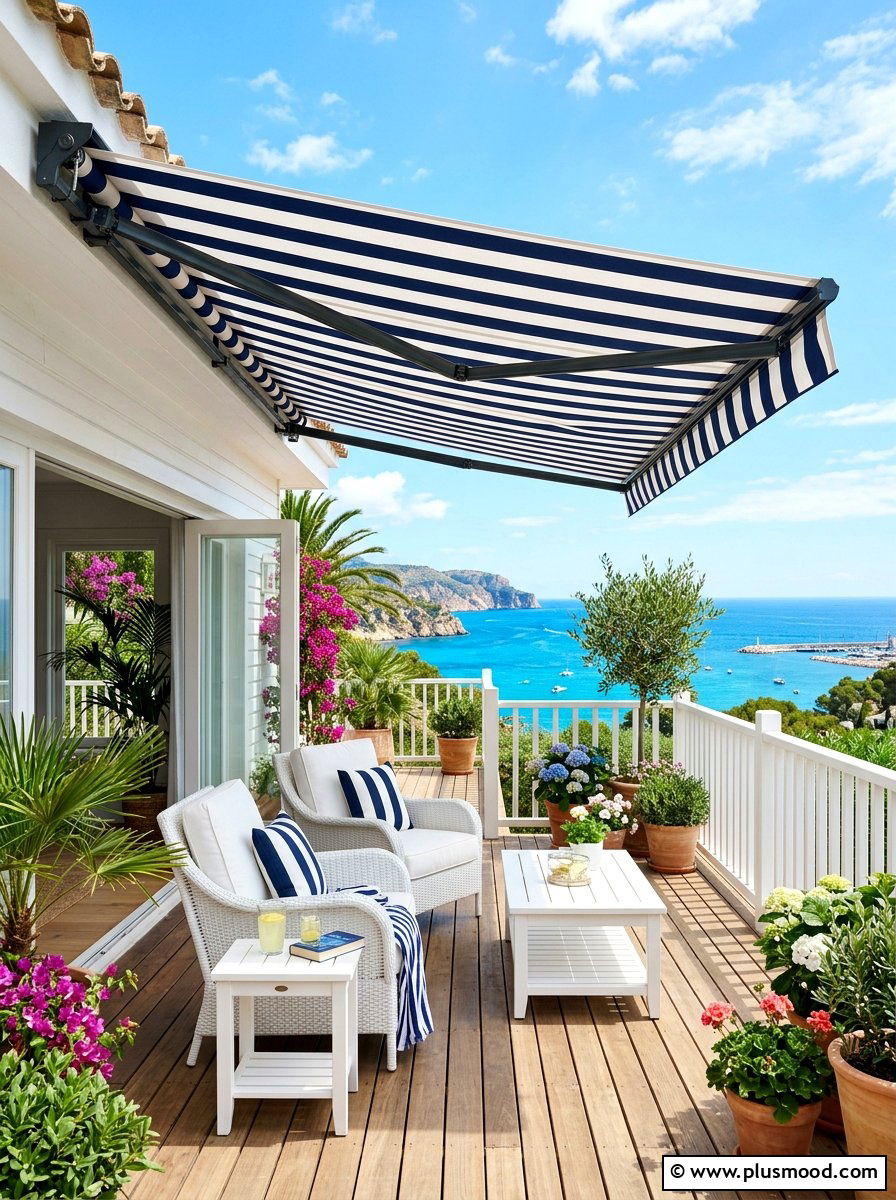 Retractable Porch Awning - 25 summer porch refresh for entertaining ideas