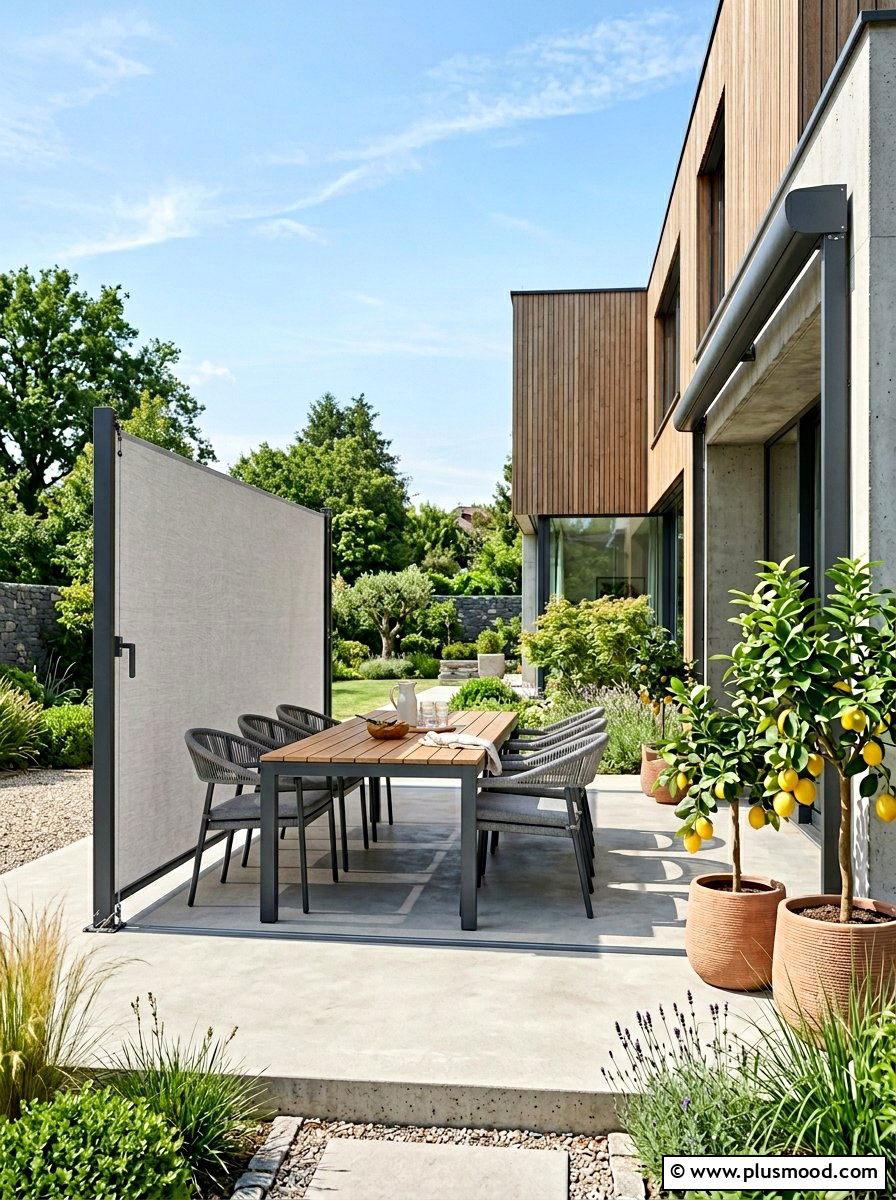 Retractable Side Awning - 25 small backyard ideas for privacy