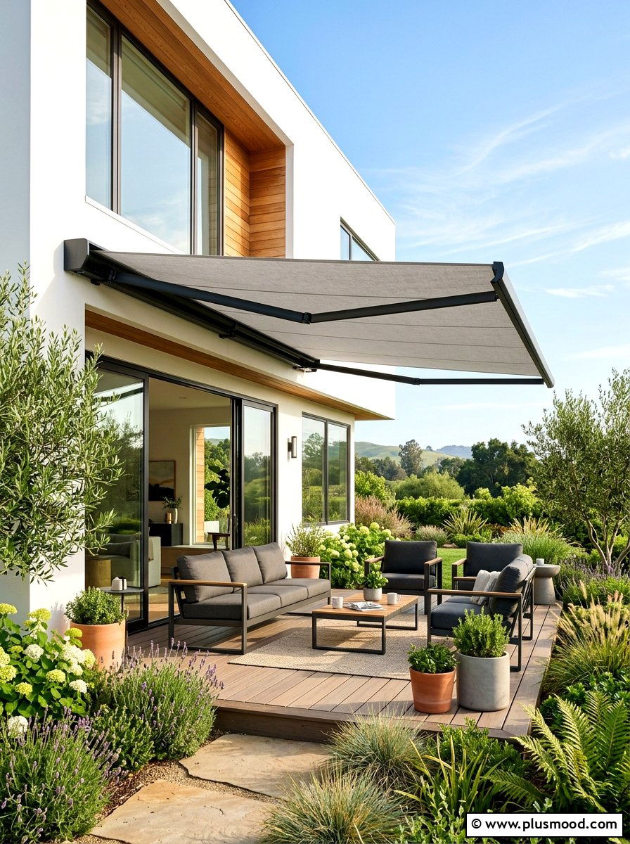 Retractable awning - 25 summer poolside shade ideas