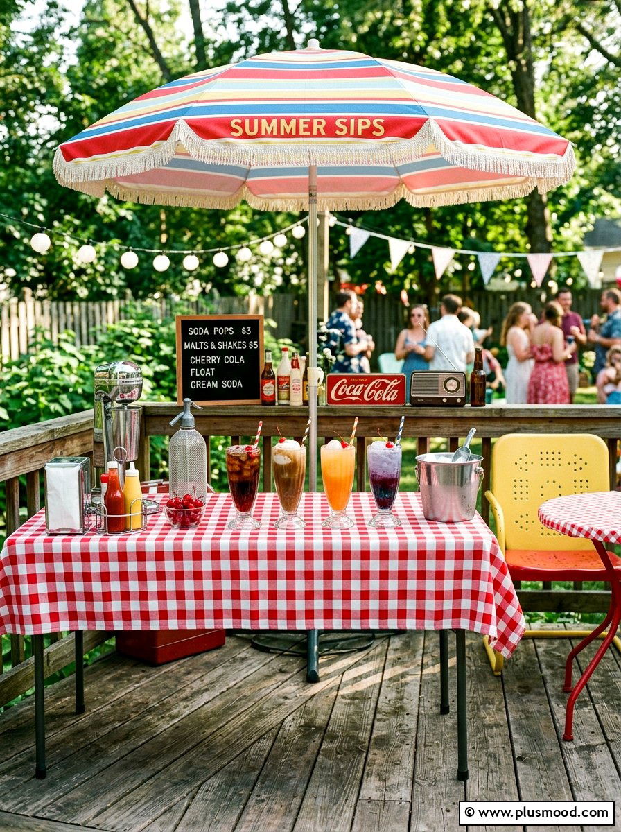 Retro Diner Inspired Drink Bar - 25 summer iced tea bar ideas