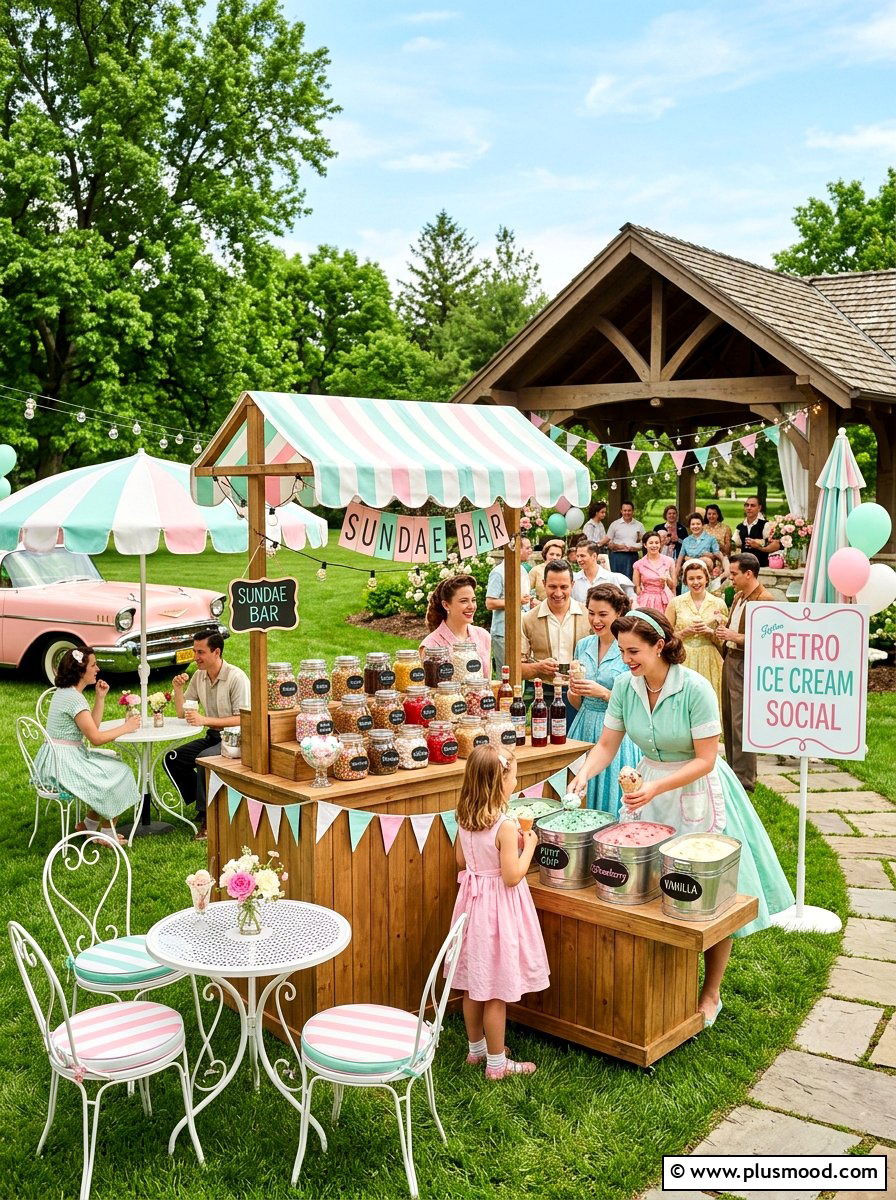 Retro Ice Cream Social - 25 summer outdoor birthday party ideas