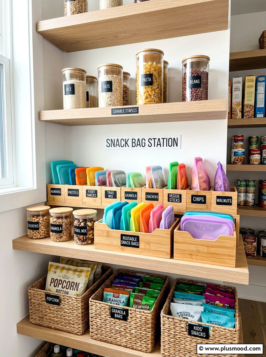 Reusable Snack Bag Station - 25 summer pantry organization ideas