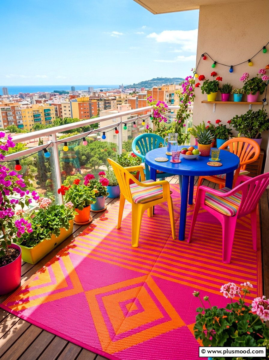Reversible Plastic Rug - 25 summer balcony rug ideas