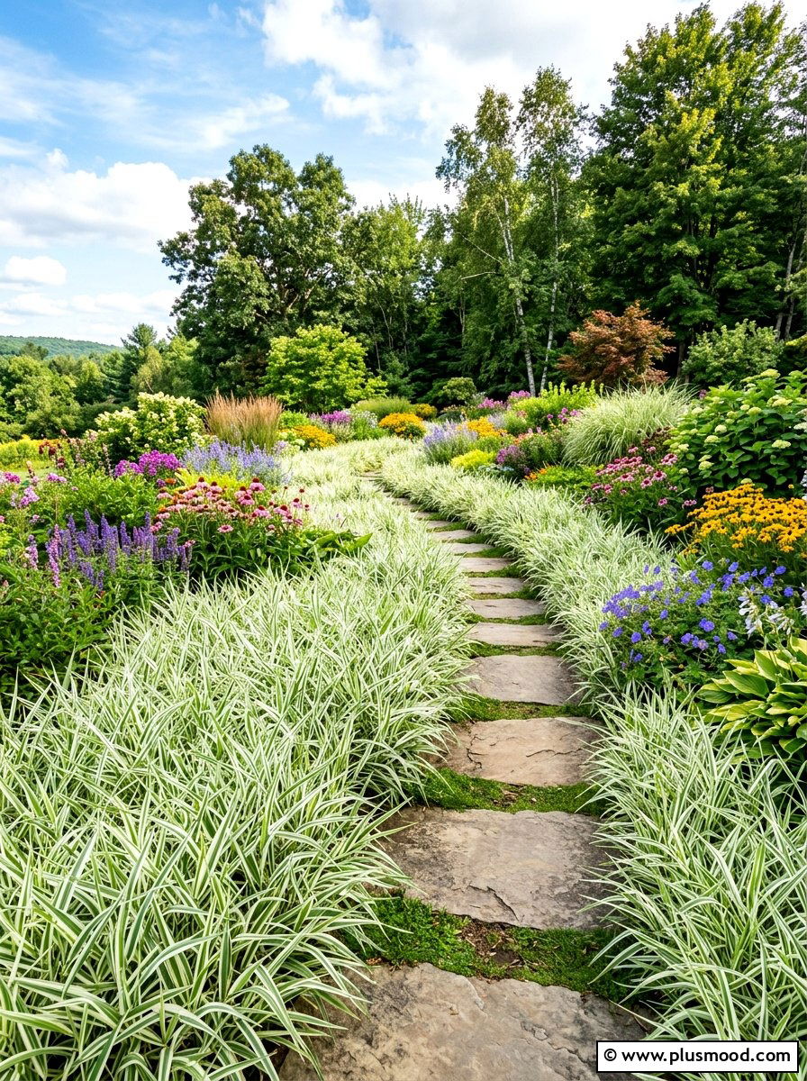 Ribbon Grass Colorful Groundcover - 25 summer ornamental grass landscaping ideas