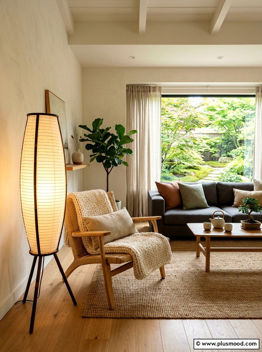 Rice Paper Floor Lamp - 25 summer layered texture ideas for living room