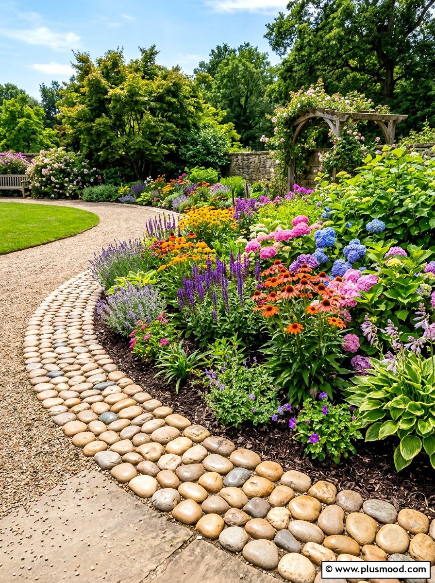 River Rock Border - 25 summer rock landscaping ideas