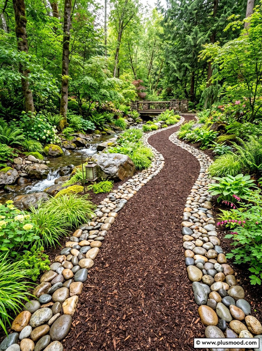 River Rock Edged Walkway - 25 summer walkway landscaping ideas