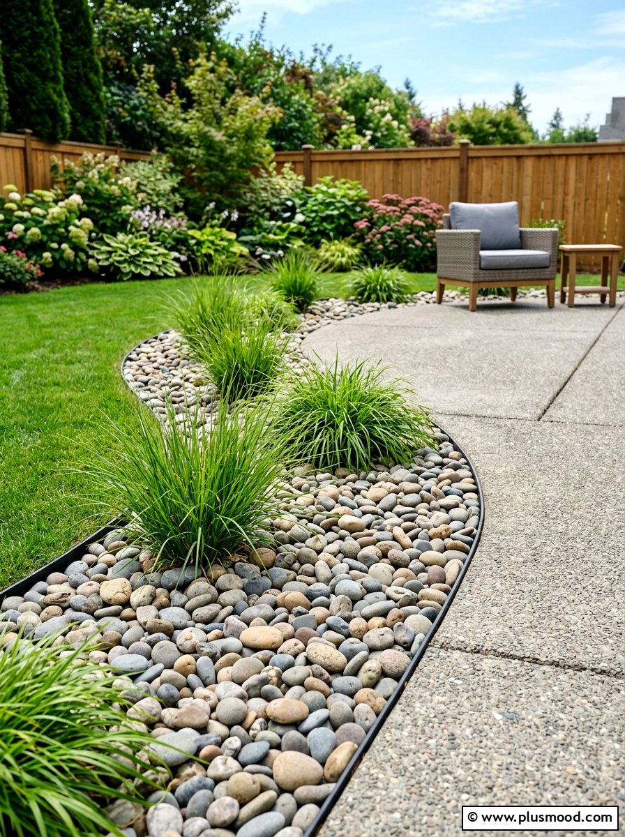 River Rock Landscaping - 25 small backyard ideas low maintenance