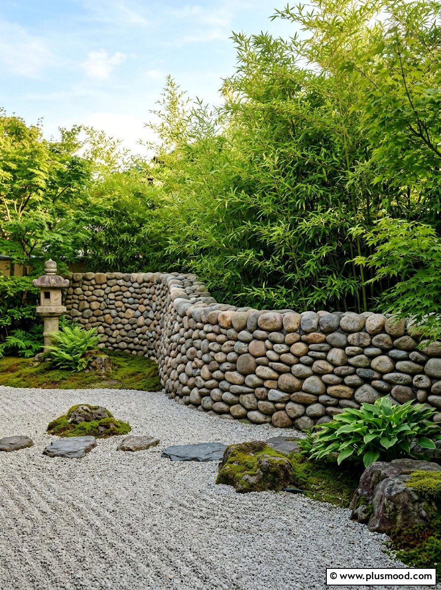 River Rock Wall Feature - 25 pool landscaping ideas with stone walls