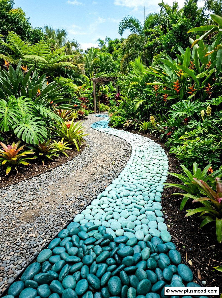 River Stone Ombre - 25 painted rock ideas for pathway markers