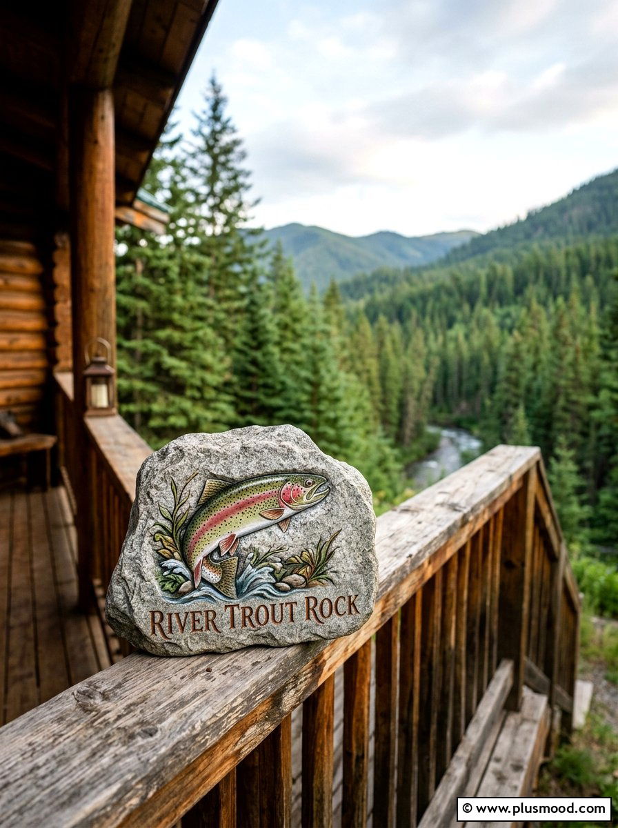 River Trout Rock - 25 painted rock ideas with fish design