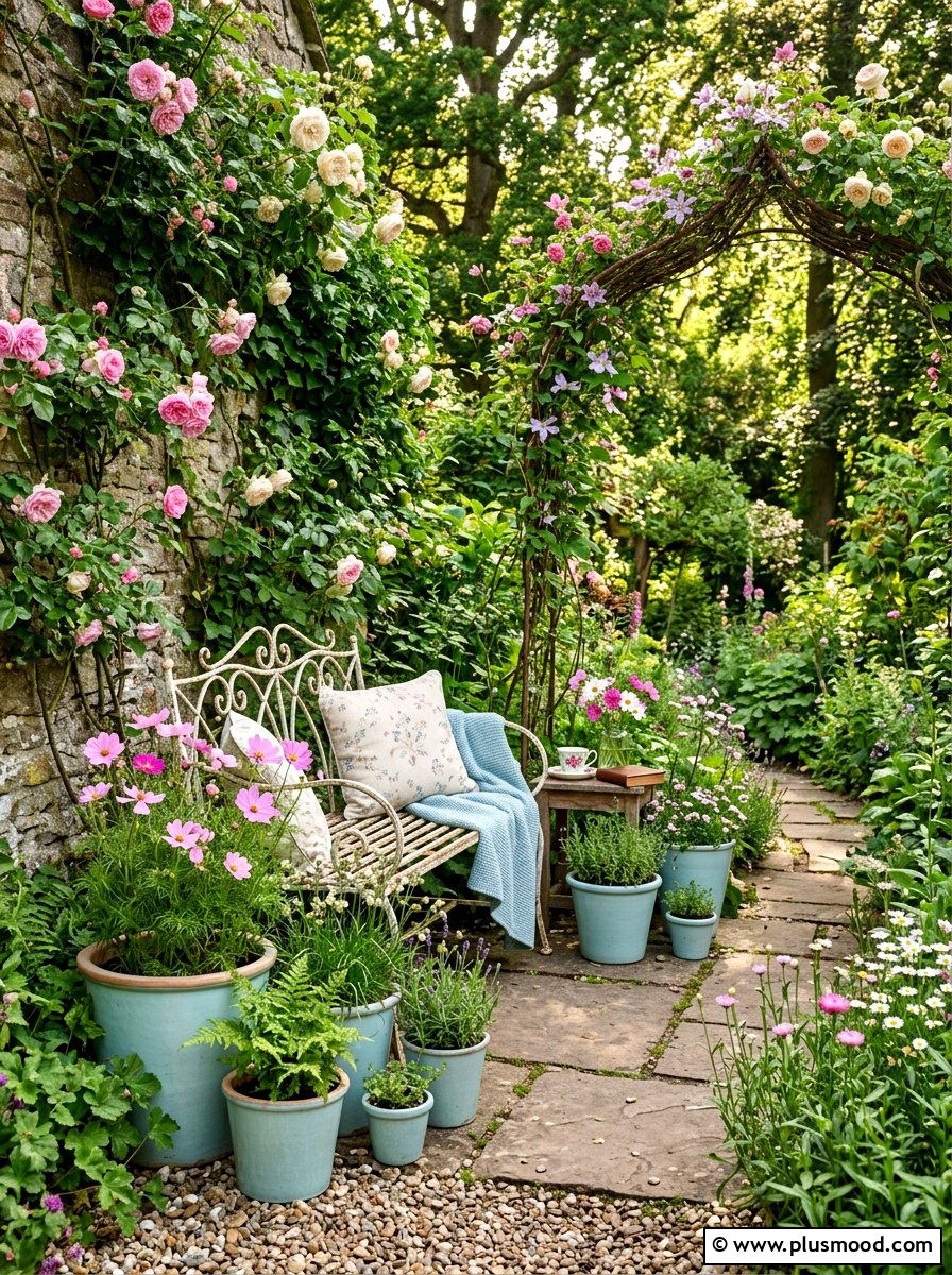 Robin Egg Blue Garden Nook - 25 summer blue planter styling ideas