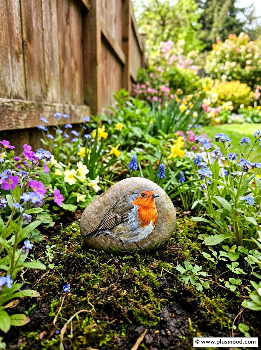 Robin Painted Rock - 25 painted rock ideas with birds