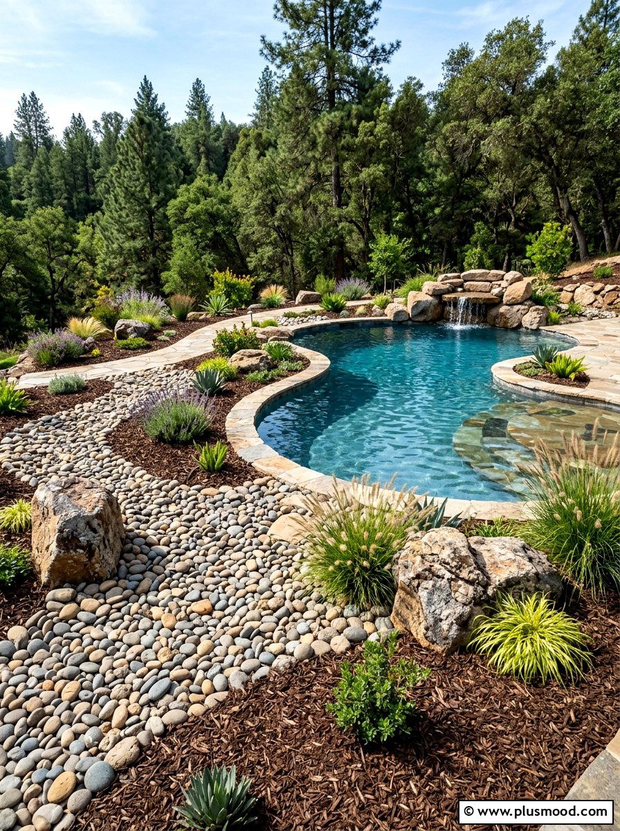 Rock And Mulch Pool - 25 pool landscaping ideas with mulch beds