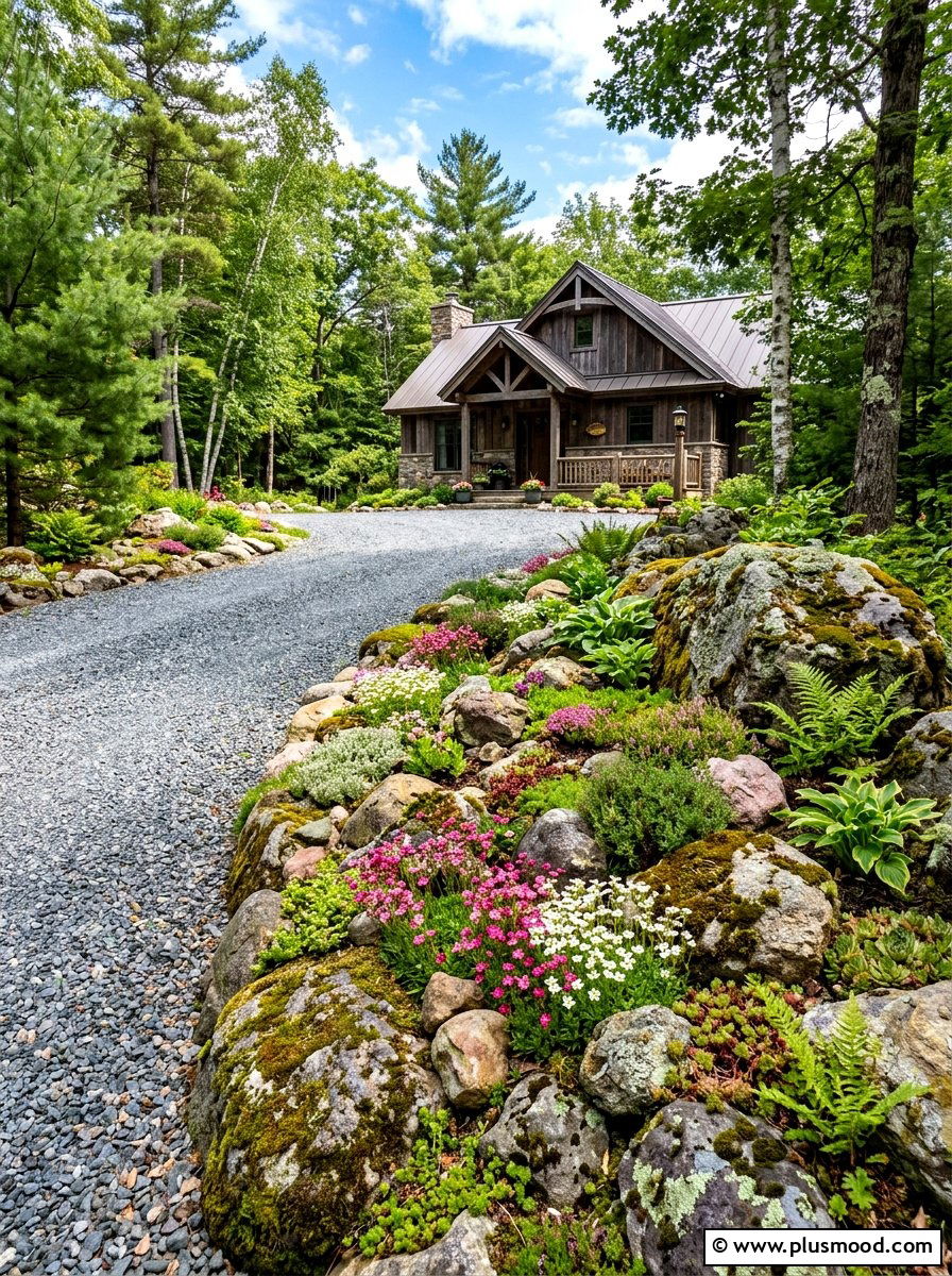 Rock Garden Driveway Edge - 25 summer driveway landscaping ideas