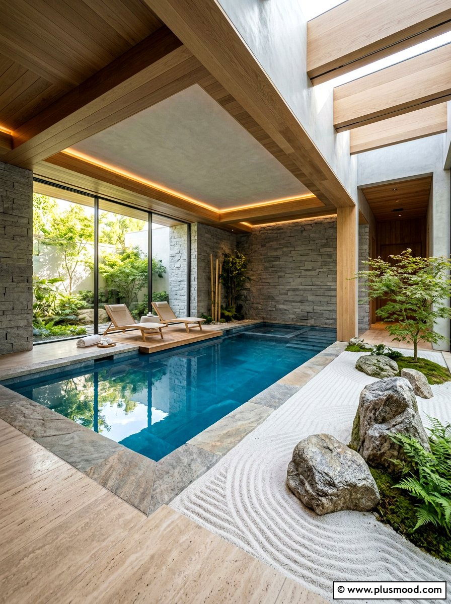 Rock Garden Indoor Pool - 25 pool landscaping ideas for indoor pools