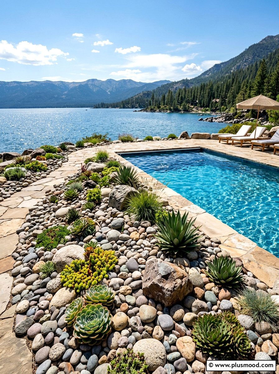 Rock Garden Near Lakefront Pool - 25 pool landscaping ideas for lakefront homes