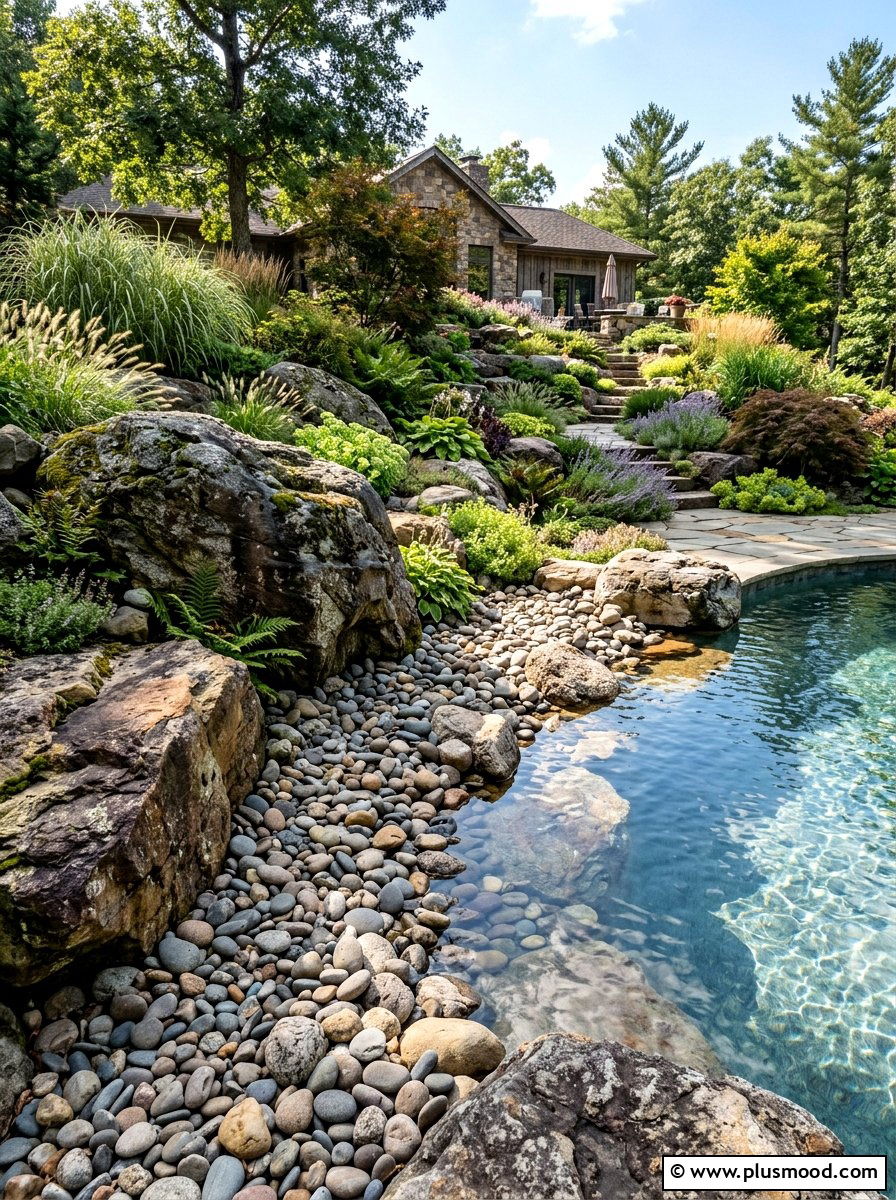 Rock Garden Pool Edge - 25 pool landscaping ideas low maintenance