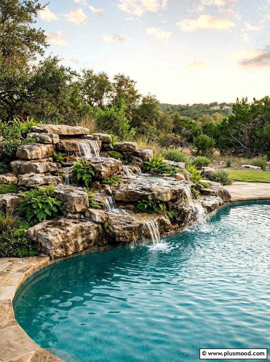 Rock Waterfall For Backyard Pool - 25 pool landscaping ideas for Texas homes