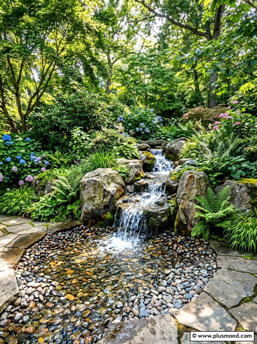 Rock Waterfall Splash Pad - 25 summer splash pad backyard ideas