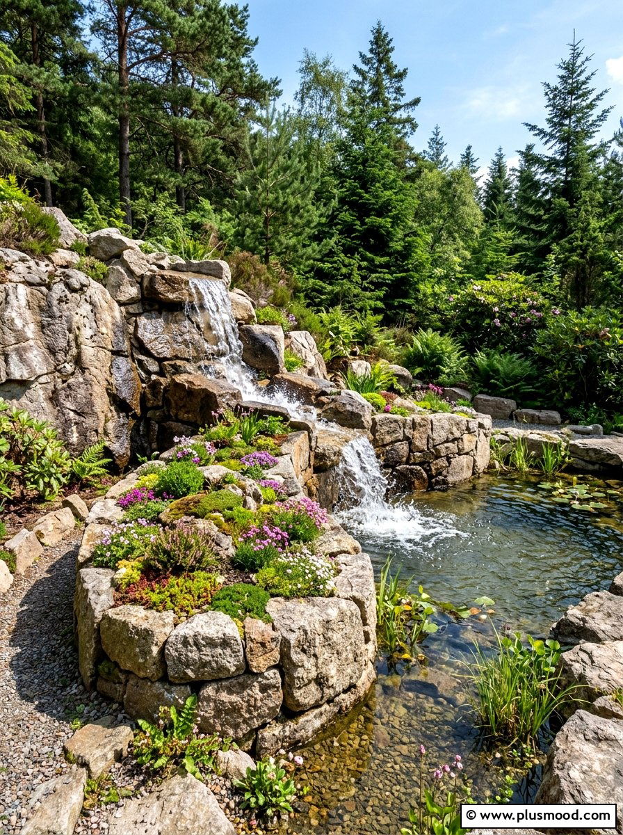 Rock garden pool planter - 25 pool landscaping ideas with curved planters