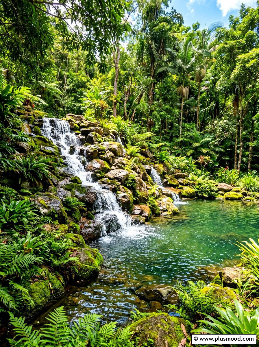 Rock waterfall pond - 25 summer backyard tropical ideas