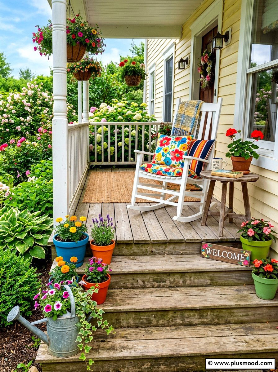 Rocking Chair Step Decor - 25 summer front steps decor ideas