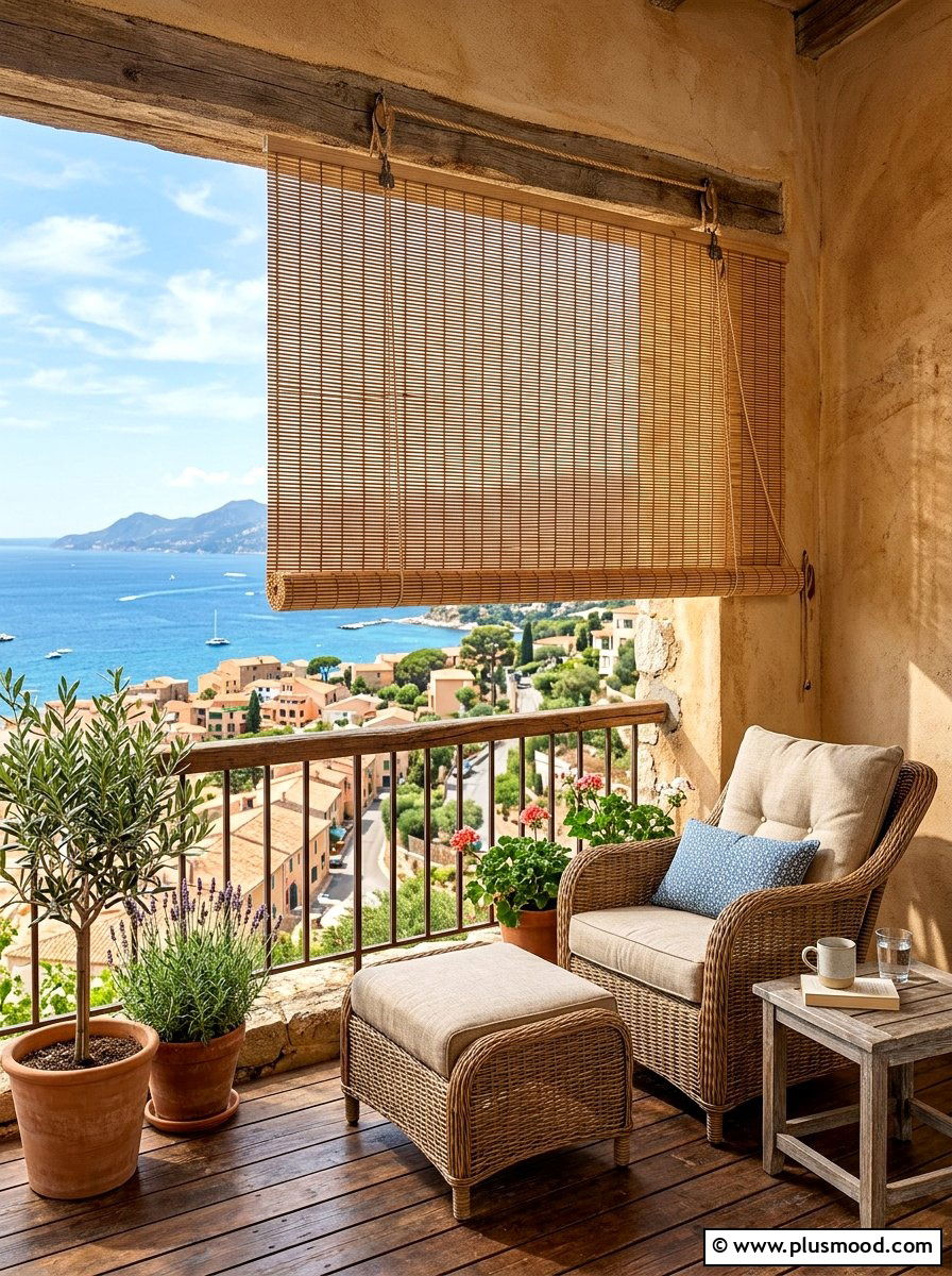Roll Up Matchstick Blind - 25 summer balcony shade ideas