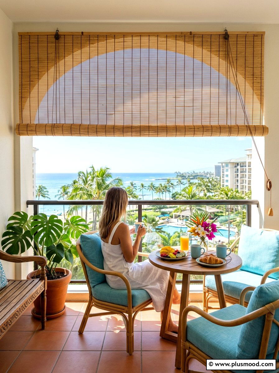 Roll up bamboo shade - 25 summer balcony privacy ideas