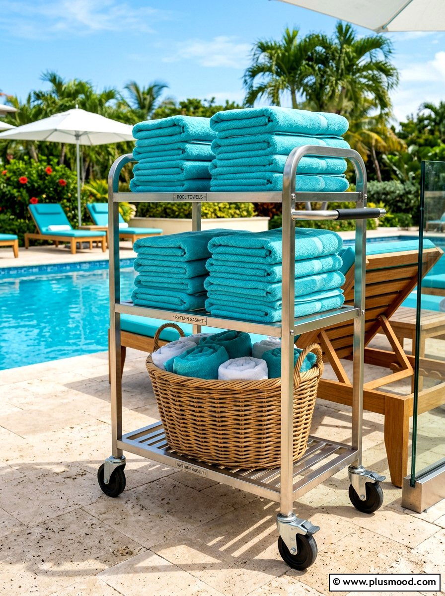 Rolling Metal Cart For Pool Towels - 25 summer towel station ideas for pool area