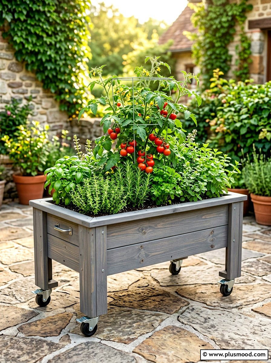 Rolling Planter Box - 25 summer vegetable planter ideas
