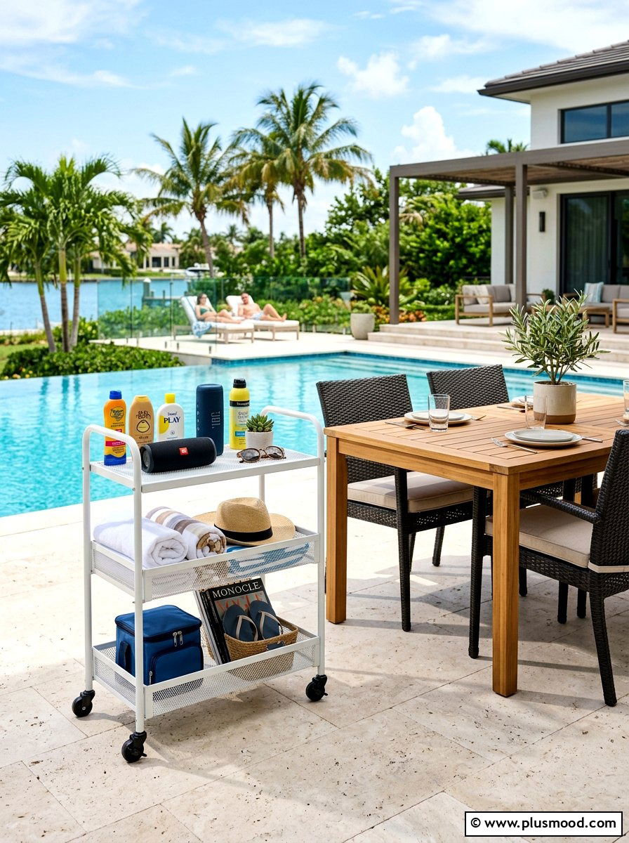 Rolling Storage Cart - 25 summer pool storage ideas