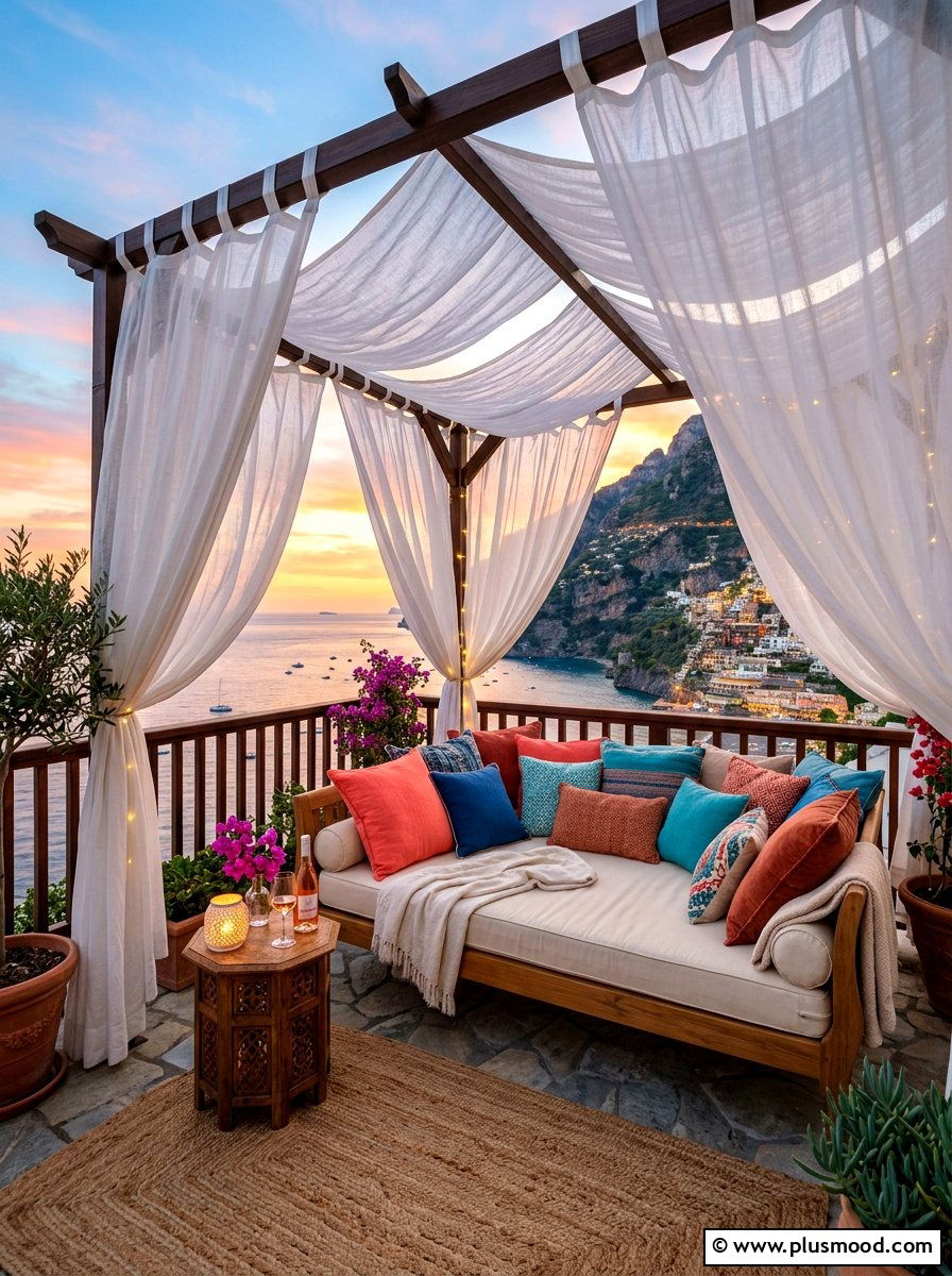 Romantic Balcony Lounge With Canopy - 25 summer balcony lounge ideas