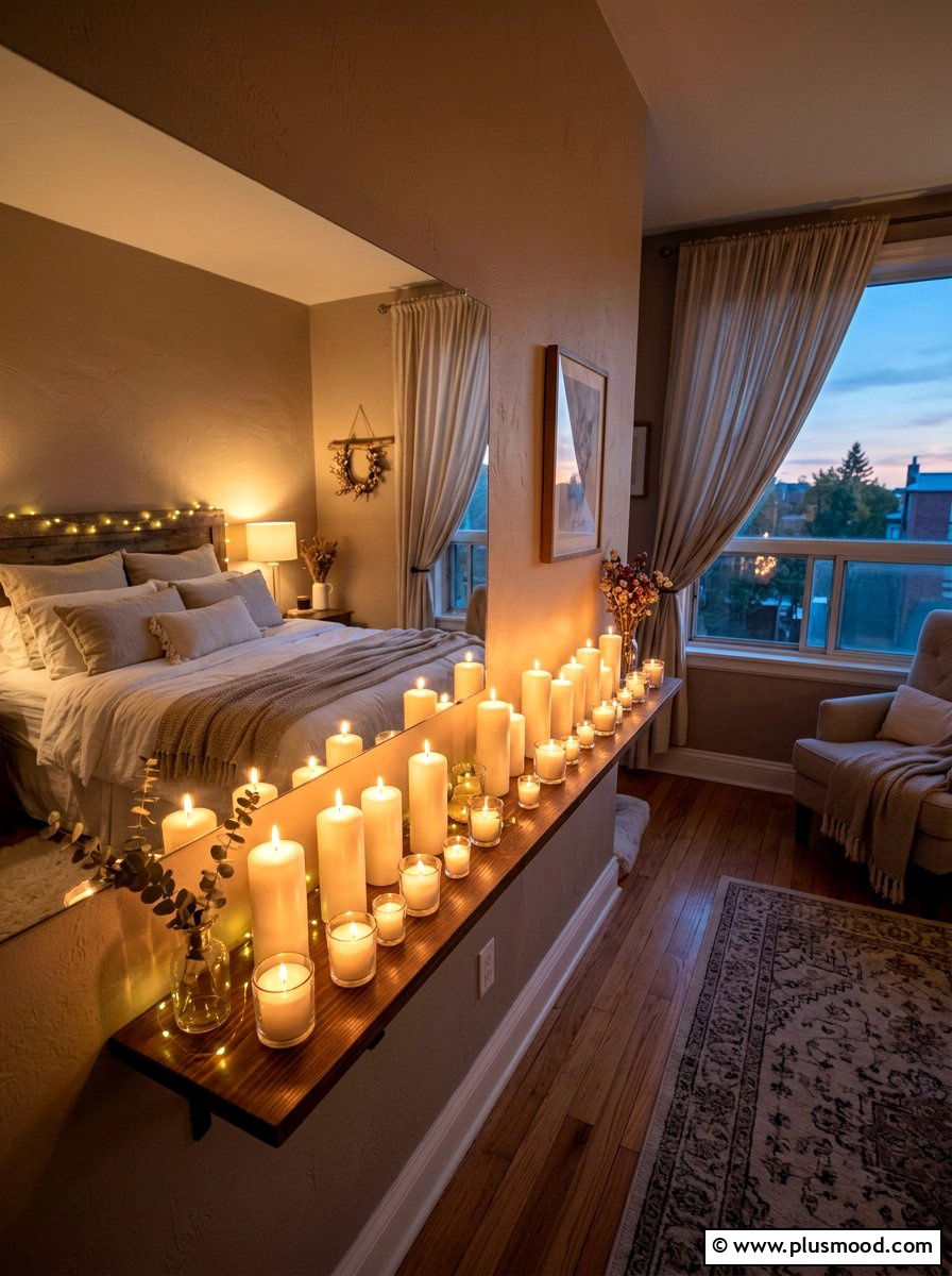 Romantic Candle Bedroom Shelf - 25 summer bedroom shelf decor ideas
