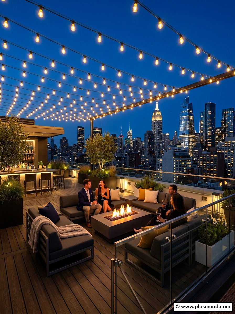 Rooftop Deck Lighting - 25 summer string light party ideas