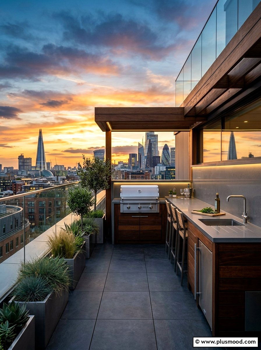 Rooftop Outdoor Kitchen - 25 small backyard ideas with outdoor kitchen