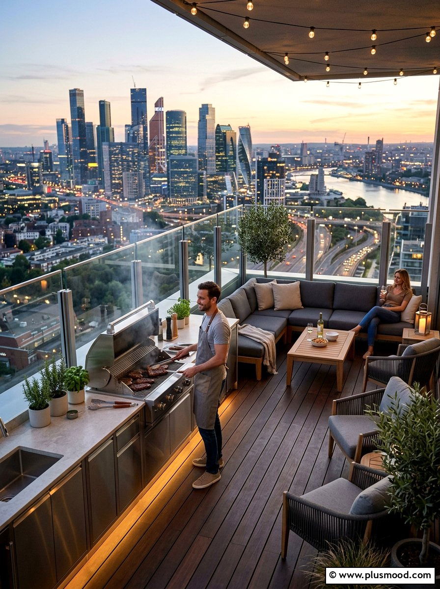 Rooftop Terrace Grilling Area - 25 summer backyard grill area ideas
