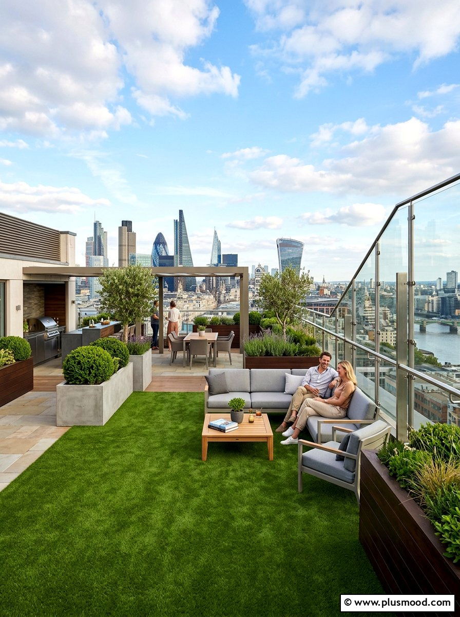 Rooftop garden turf - 25 small backyard ideas with artificial turf