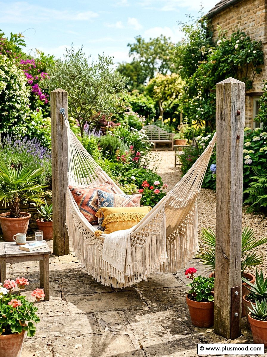 Rope Hammock Setup - 25 cheap summer patio ideas
