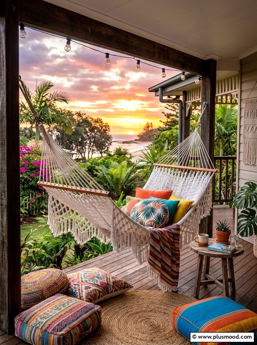 Rope Hanging Hammock - 25 summer porch refresh for entertaining ideas