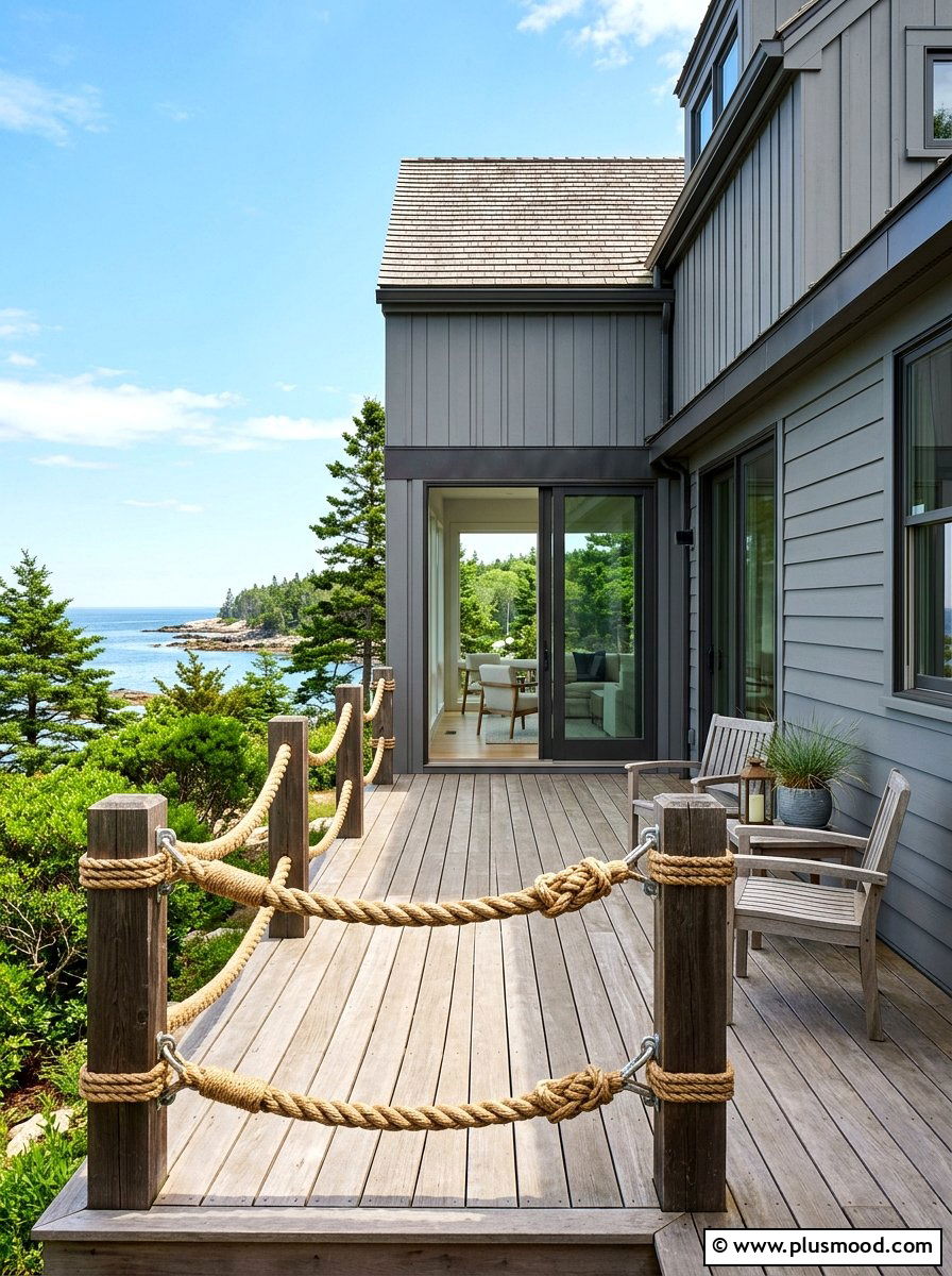 Rope Porch Railing - 25 summer coastal curb appeal ideas