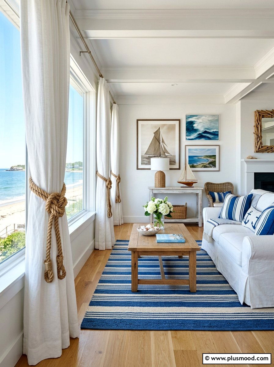 Rope curtain tiebacks - 25 summer window decor ideas for living room