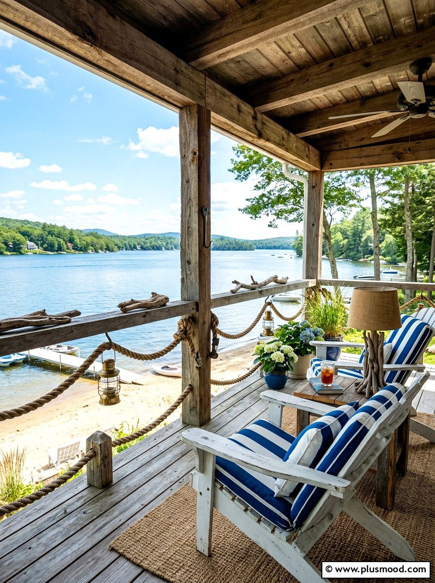 Rope porch railing - 25 summer porch rail decor ideas
