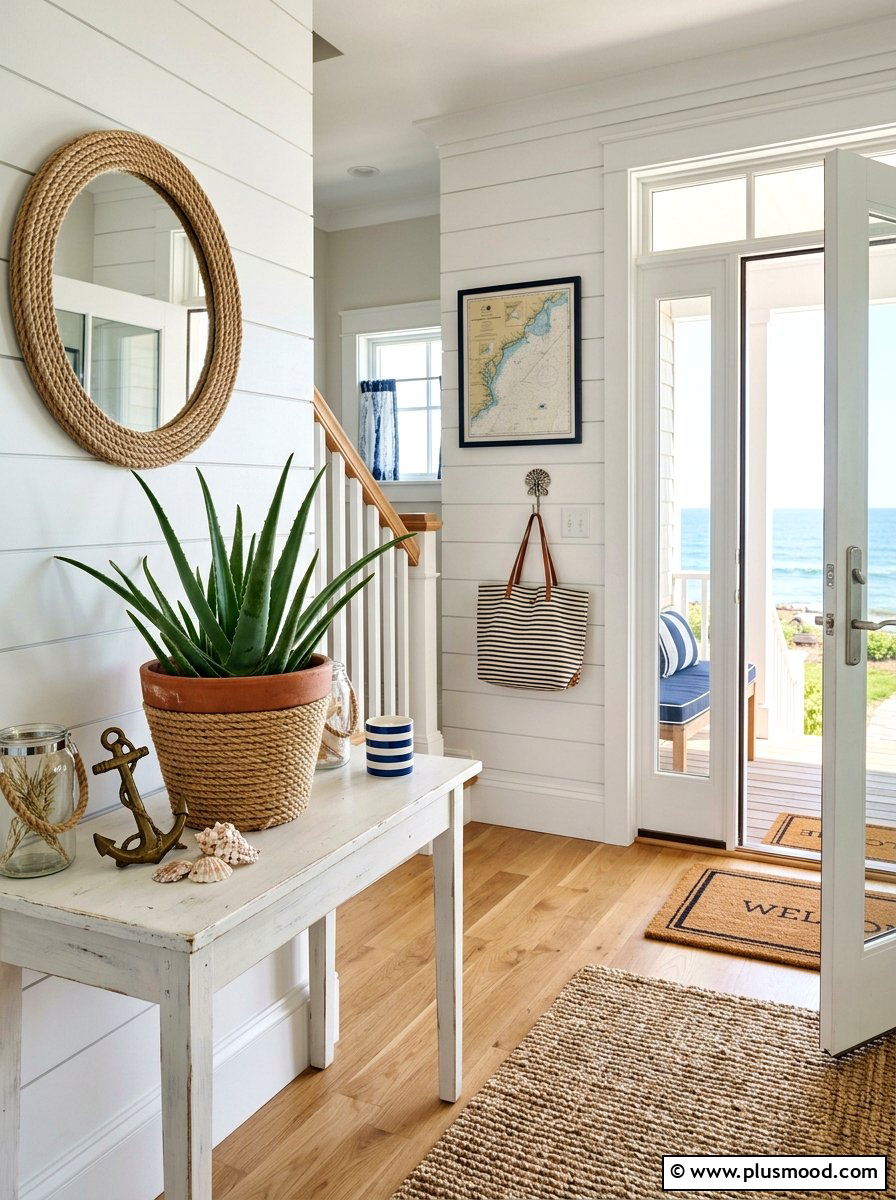 Rope wrapped clay pot - 25 summer coastal planter ideas