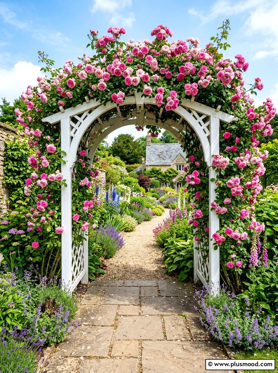 Rose Arch Entrance - 25 summer front yard garden ideas